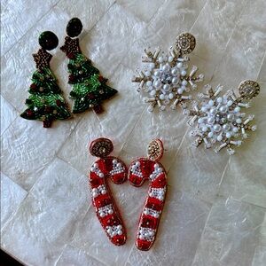Christmas Holiday Sparkle Lightweight Felt Backed Nordstrom Earrings Bundle 3
